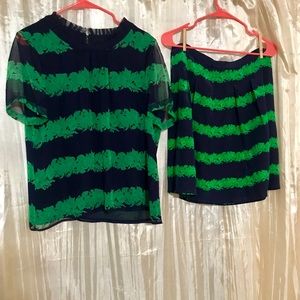 J crew women’s size 14 skirt and blouse set silk